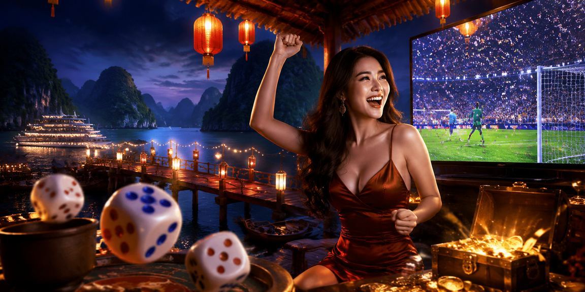 Người dùng xem voucher ưu đãi tại chợ đêm Hạ Long trên điện thoại